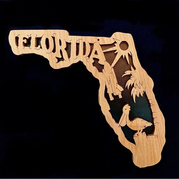 Handcrafted Wooden FLORIDA State Plaque – Custom State Wall Art – Great Gift! - Picture 1 of 2
